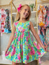 Bowtism Girls Tropical Floral Dress with Matching Bow - Bowtism